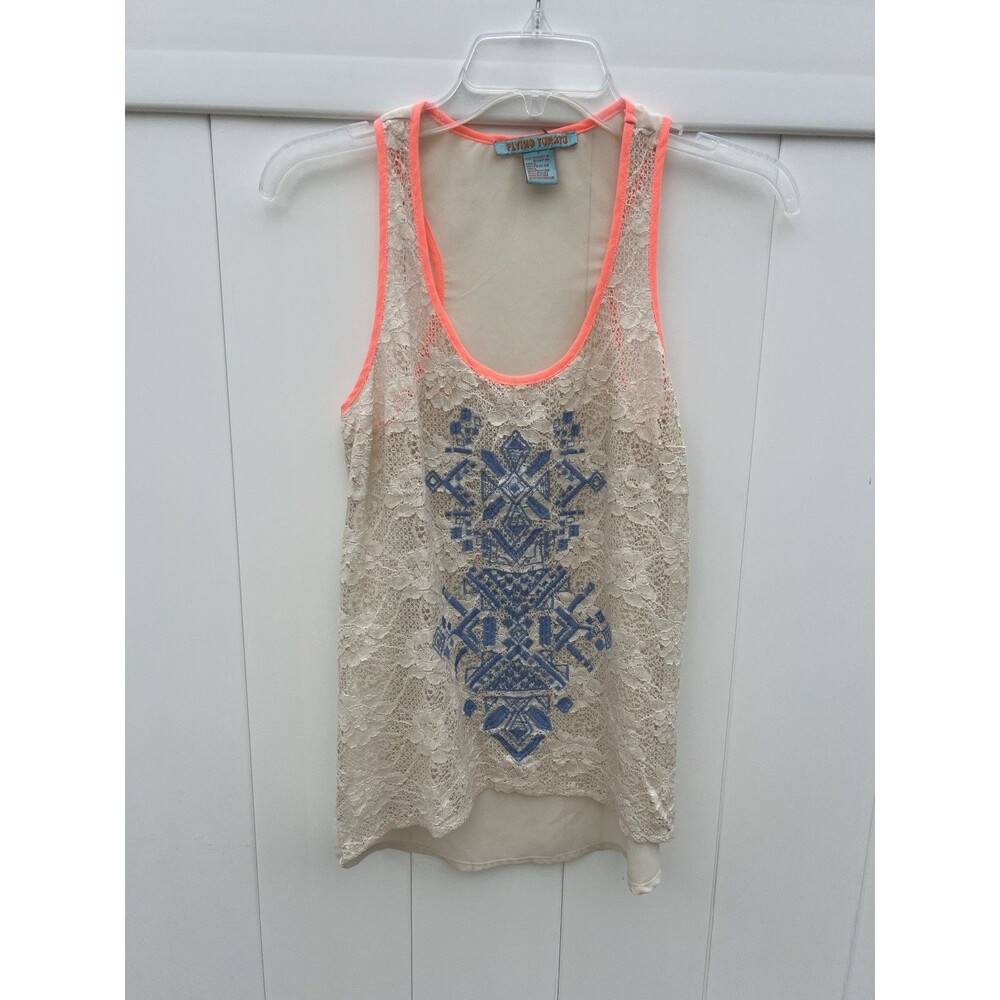 Flying Tomato Sleeveless Top Lace Sheer Boho Size Small